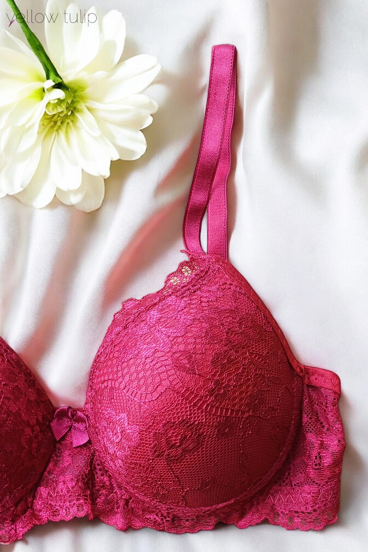 Dantel Detaylı Kırmız Sütyen