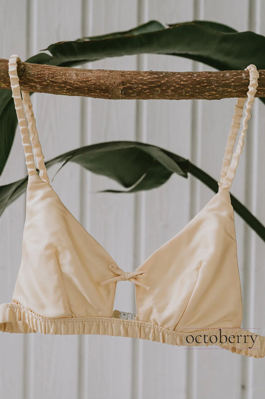 Sarı İpek Saten Bralet String Takımı
