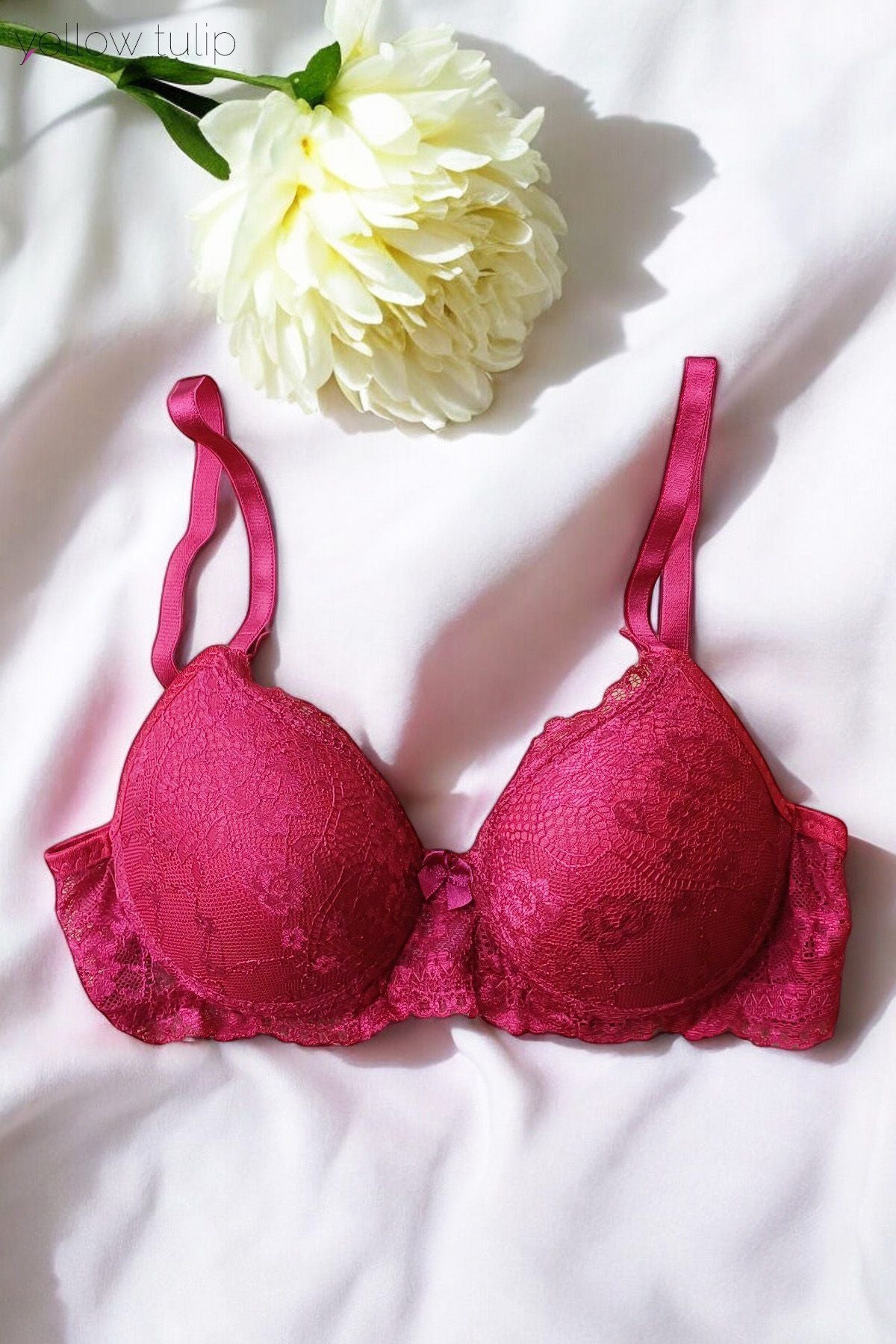 Dantel Detaylı Kırmız Sütyen