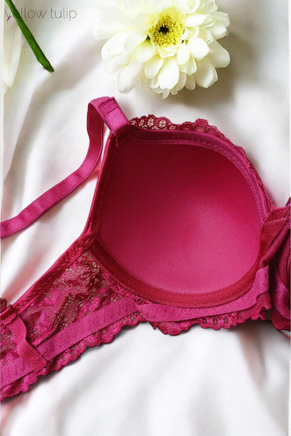 Dantel Detaylı Kırmız Sütyen