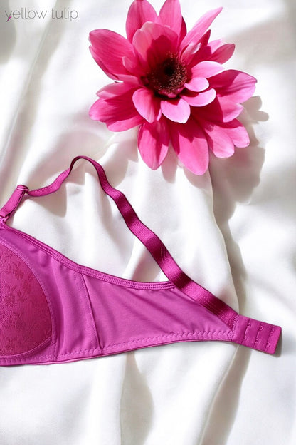 Toparlayıcı Kaplı Pembe Desenli Sütyen