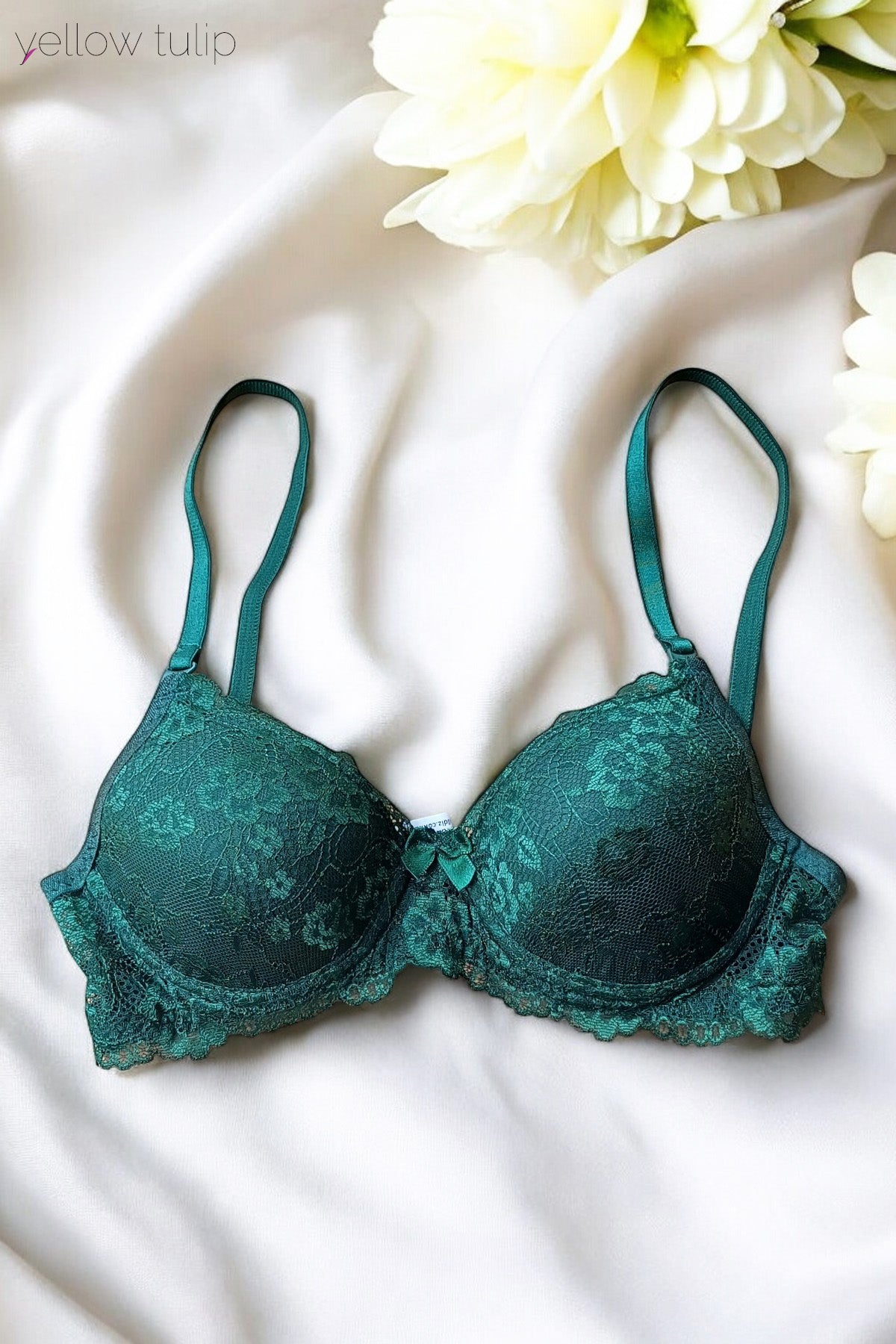 Dantel Detaylı Yeşil Sütyen