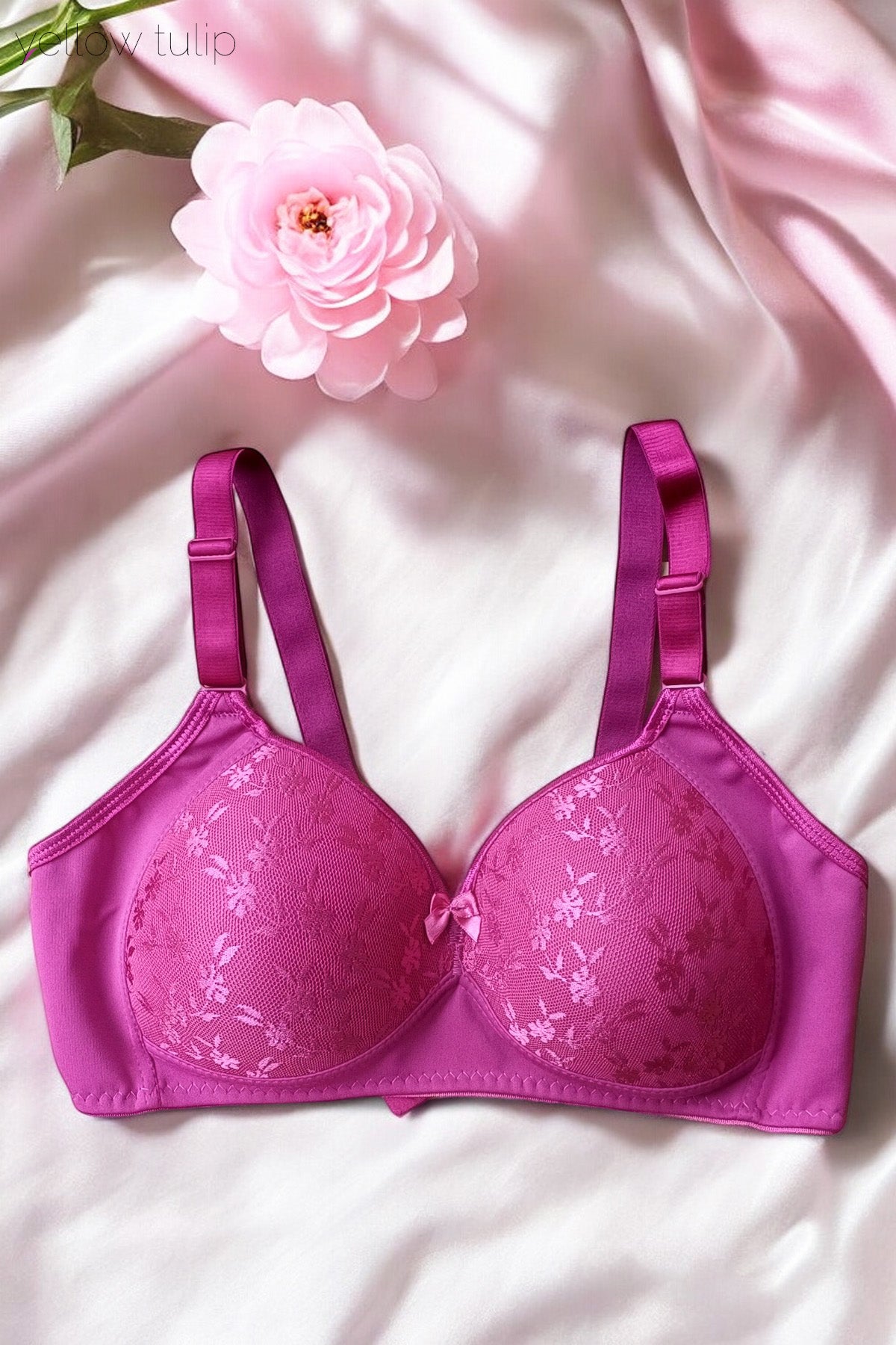 Toparlayıcı Kaplı Pembe Desenli Sütyen