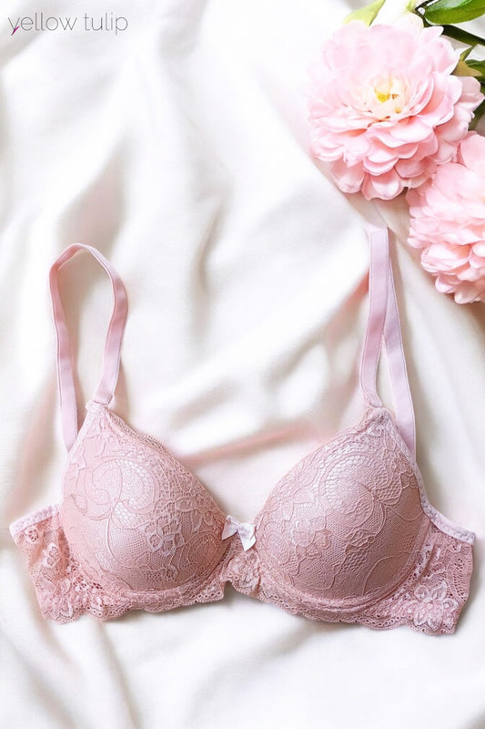 Dantel Detaylı Pembe Sütyen