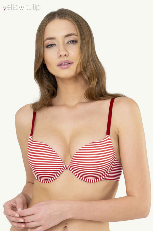 Bordo Çizgili Sütyen
