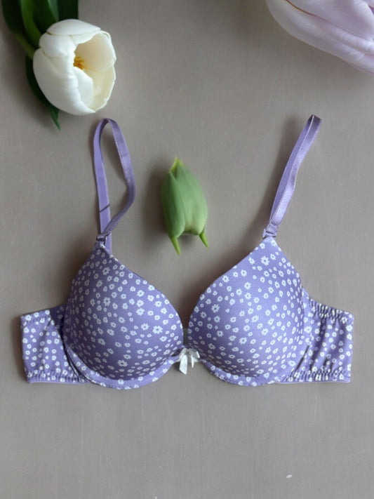 Lila Çiçekli Sütyen