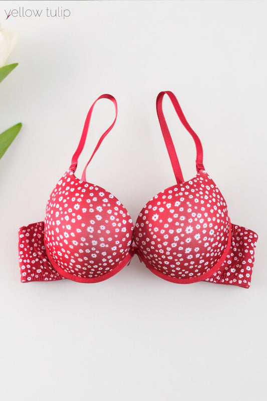 Kırmızı Çiçekli Sütyen